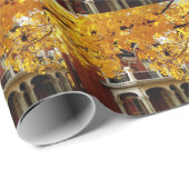 Gele herfst-bladeren en oude bakkerij cadeaupapier (Rol Hoek)