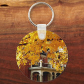 Gele herfst-bladeren en oude bakkerij sleutelhanger (Voorkant)