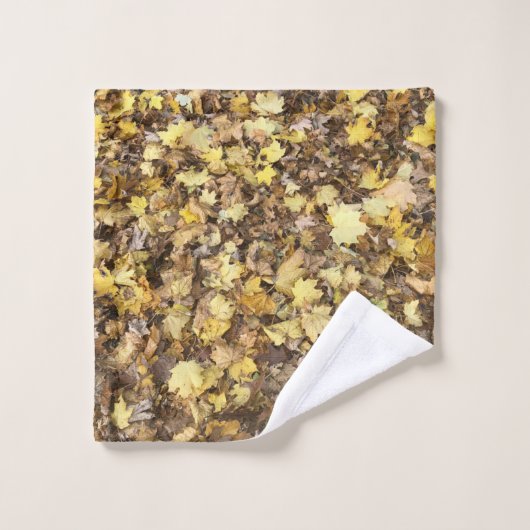 Gele herfst bladeren handdoek set (Wasdoekje)