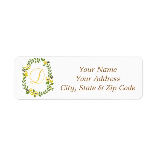 Gele Herfst Bloemen Adresetiketten Etiket (Voorkant)
