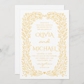 Gele herfst botanische bruiloft. Autumn floral Kaart (Voorkant / Achterkant)