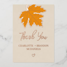 Gele Herfst Esdoornblad Huwelijk Bedankt  Folie Uitnodiging
