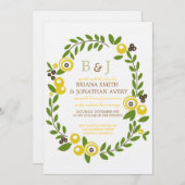Gele Herfst Floral Wedding Invitations Kaart (Voorkant / Achterkant)