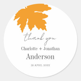Gele herfst Maple Leaf Wedding Favors Dank je Ronde Sticker