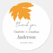 Gele herfst Maple Leaf Wedding Favors Dank je Ronde Sticker (Voorkant)