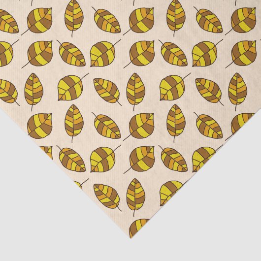 Gele herfstbladeren Grafisch bladpatroon Tissuepapier (Detail)