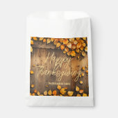 Gele herfstbladeren op houten Thanksgiving Bedankzakje (Voorkant)