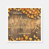 Gele herfstbladeren op houten Thanksgiving Servet (Voorkant)
