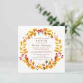Gele herfstkrans. Baby meisje herfst doop Kaart (Staand voorkant)