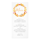 Gele herfstkrans. Herfst bruiloft diner menu (Voorkant)