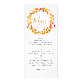 Gele herfstkrans. Herfst bruiloft diner menu