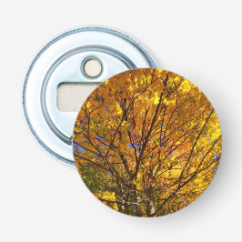 Gele herfstloof button flesopener
