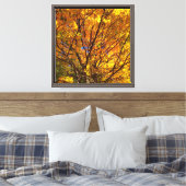 Gele herfstloof canvas afdruk (Insitu (Slaapkamer))