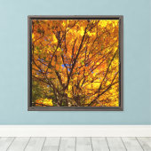 Gele herfstloof canvas afdruk (Insitu (Houten vloer))