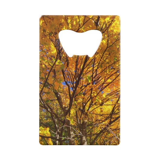 Gele herfstloof creditkaart flessenopener (Voorkant)
