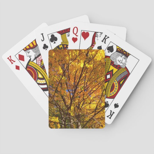 Gele herfstloof pokerkaarten (Achterkant)