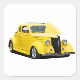 gele hete auto vierkante sticker