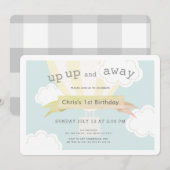 Gele hete luchtballon omhoog en weg 1e verjaardag kaart (Voorkant / Achterkant)