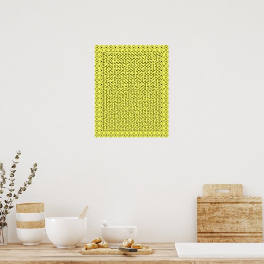 Gele hexagon Maze Poster (Keuken)