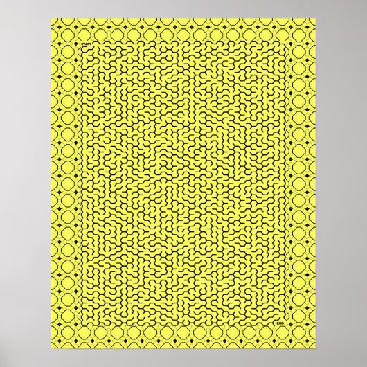 Gele hexagon Maze Poster (Voorkant)