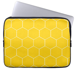 Gele hexagons laptophoes laptop sleeve