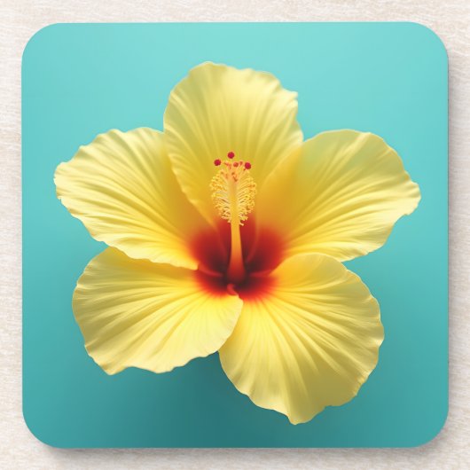 Gele Hibiscus Bier Onderzetter (Voorkant)