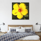 Gele Hibiscus Bloem Canvas Afdruk (Insitu (Slaapkamer))