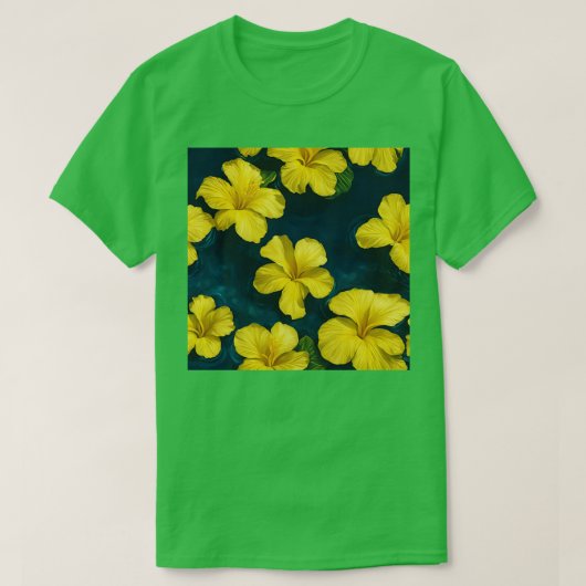 Gele Hibiscus Bloem Drijvend In Water T-shirt (Design voorkant)