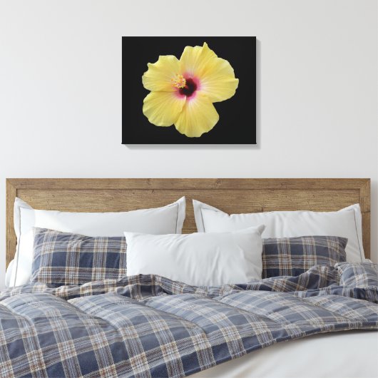 Gele Hibiscus bloem gewikkeld canvas (Insitu (Slaapkamer))