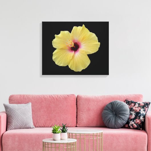 Gele Hibiscus bloem gewikkeld canvas (Insitu (Woonkamer))