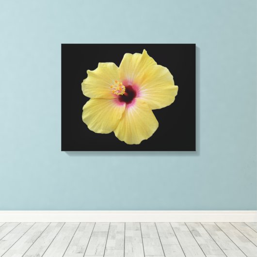 Gele Hibiscus bloem gewikkeld canvas (Insitu (Houten vloer))