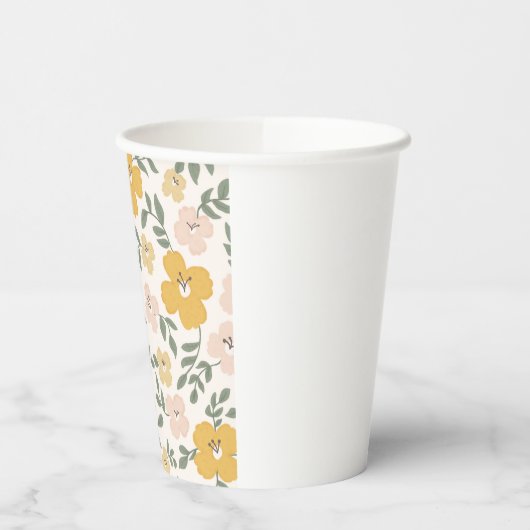 Gele Hibiscus bloem hand getekend Papieren Bekers (Links)