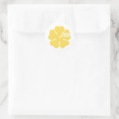 gele hibiscus bloem ronde sticker (Tas)
