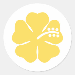gele hibiscus bloem ronde sticker