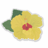 Gele Hibiscus Bloem Sticker (Voorkant)