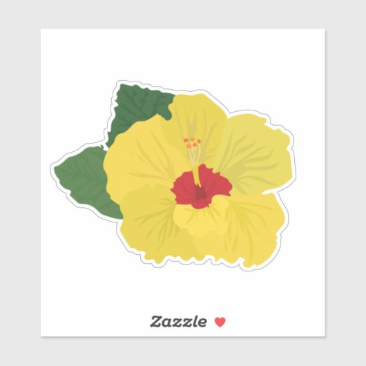 Gele Hibiscus Bloem Sticker (Vel)