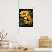 Gele Hibiscus Bloemen Art Print Poster (Keuken)