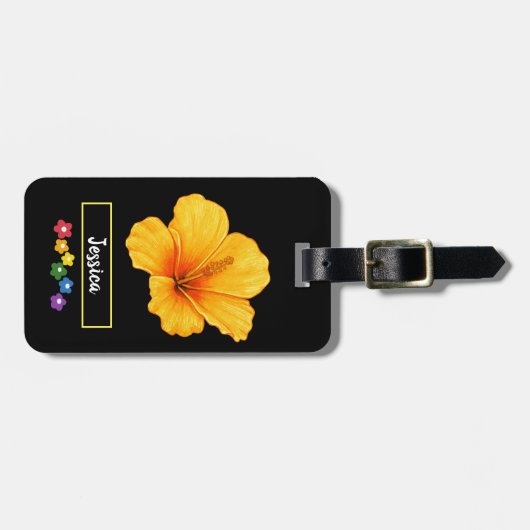 Gele Hibiscus Bloemen Bagagelabel (Voorkant horizontaal)