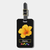 Gele Hibiscus Bloemen Bagagelabel (Voorkant verticaal)