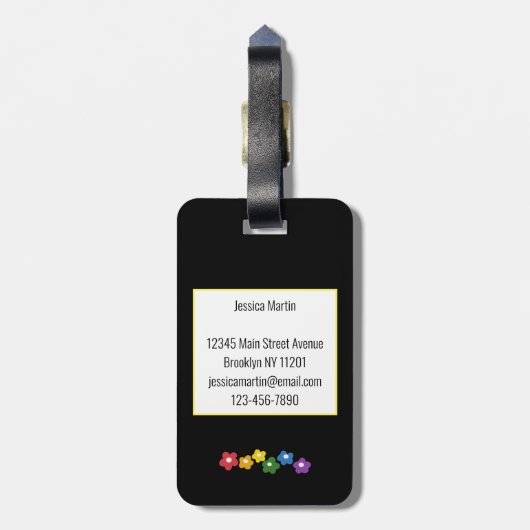 Gele Hibiscus Bloemen Bagagelabel (Achterkant verticaal)