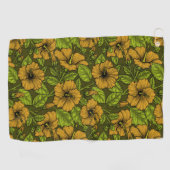 Gele hibiscus bloemen golfhanddoek (Horizontaal)