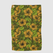 Gele hibiscus bloemen golfhanddoek (Voorkant)