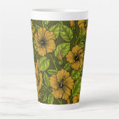 Gele hibiscus bloemen latte mok (Voorkant)