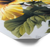 Gele Hibiscus Bloemenkunst Print Poster (Hoek)