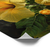 Gele Hibiscus Bloemenkunst Print Poster (Hoek)