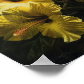Gele Hibiscus Bloemenkunst Print Poster (Hoek)