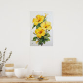 Gele Hibiscus Bloemenkunst Print Poster (Keuken)