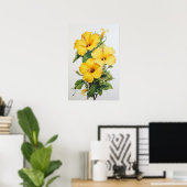 Gele Hibiscus Bloemenkunst Print Poster (Thuiskantoor)