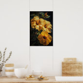 Gele Hibiscus Bloemenkunst Print Poster (Keuken)
