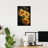 Gele Hibiscus Bloemenkunst Print Poster (Thuiskantoor)